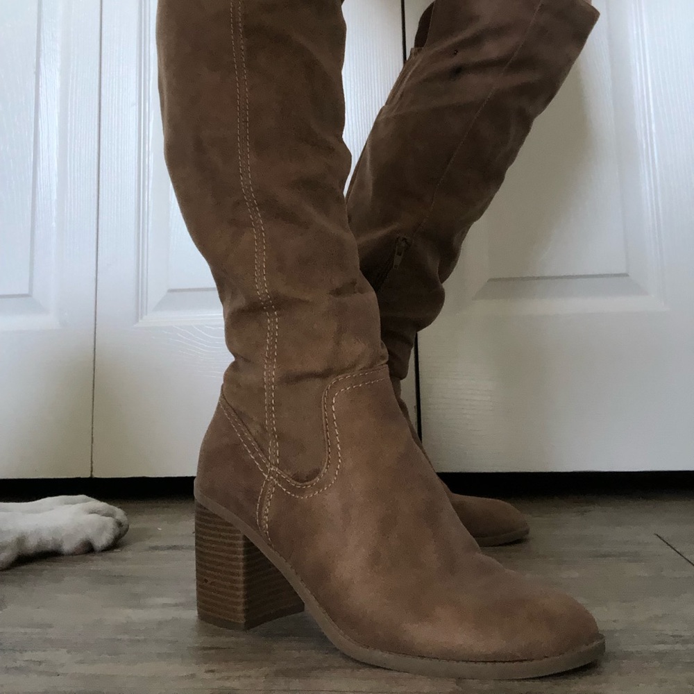 Fergalicious knee high brown boots